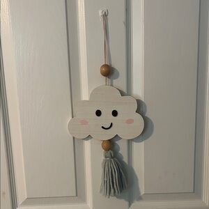 Cute Cloud Wall Hanging with Tassel - White and Gray